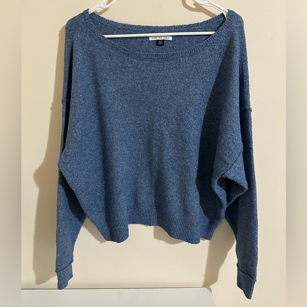 American Eagle Outfitters Heather Blue Oversized Sweater